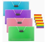 A6 Plastic Wallet Document Organiser - 4pcs Expanding File Folder - Receipt & Flash Card Holder