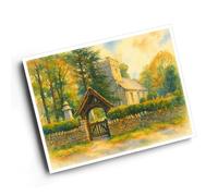 A6 PRINT - The Church & Lych Gate, Sully - Vintage Art Style