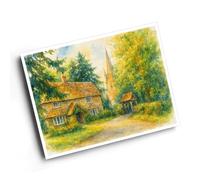 A6 PRINT - The Lych Gate, Worth Church - Vintage Art Style