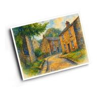 A6 PRINT - View from the Church Gate, Middlesmoor - Vintage Art Style