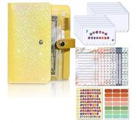 A6 PU Leather Notebook Budget Binder Planner Personal Money Organizer, with 12 Sheets Zipper Envelopes and 4 Stickers(Yellow)