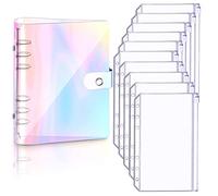 A6 Rainbow Soft PVC Notebook Binder and 10 PCS A6 Sizes Notebook Binder Loose Leaf Bags, Refillable Paper, Translucent Binder Zipper Folders(Rainbow)