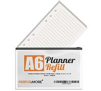 A6 Refill Paper for Planner/Binder, 6.75" X 4.125", 6 Hole, Pack of 80 in RE-CLOSABLE Bag