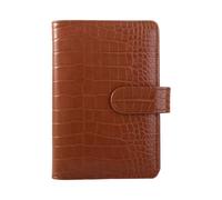 A6 Ring Binder Cover - PU Leather Crocodile Pattern 6-Ring Planner Refillable Notebook Organiser Loose-Leaf Cover(Brown)