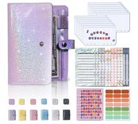 A6 Ring Binder Notebook,Budget Binder with 12PCS Cash Envelopes, PU Leather Diary, Personalized Money Planner Refillable Notebook with 12PCS Expense Budget Sheets, Money Saving for Budgeting