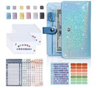 A6 Ring Binder Notebook,Budget Binder with 12PCS Cash Envelopes, PU Leather Diary, Personalized Money Planner Refillable Notebook with 12PCS Expense Budget Sheets, Money Saving for Budgeting