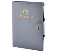 A6 Soft PU Money Saving Challenge Binder with Laminated Tracker, Budget with Cash Envelope, Easy and Fun Way to Save for Home, Office, Daily(Grey)