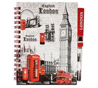 A6 Souvenir London England Tourist Landmarks Big Ben Wire Notebook Notepad & Pen (1 Grey Big Ben)