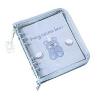A6 Square Colored Zipper Binder Photo Card Collection Book Postcard Organizer Diary Notebook(Blue)