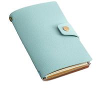 A6 Two-Layer Kraft Leather Pocket Notebook, Detachable Loose-Leaf with Card Protectors Zipper Pouch, Travel Retro Planner(Blu)