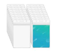 A6 Vertical Clear ID Badge Holders - 20 Pcs Extra Large Plastic Card Sleeves with Zip Closure - Waterproof PVC Pouches for Passport, Name Tags, Conference Passes and Business Credentials