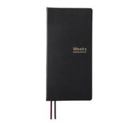 A6 Weekly Planner Undated Weeks Portable Size Organizer Appointment PU Leather Journal Pocket Notebook (Black)
