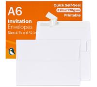 A6 White Envelopes 4X6 100 Pack - Quick Self Seal,For 4x6 Cards| Perfect for Weddings, Invitations, Photos, Graduation, Baby Shower| 6.5 x 4.75 Inches (A6)