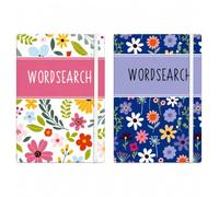 A6 Wordsearch Book for Adults & Older Kids - Pocket Word Search Puzzle Book, 128 Pages with Elastic Strap, Floral Travel Puzzle Book for Holidays, Commuting & Long Journeys