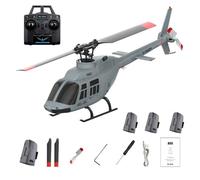 A60 Remote Control Helicopter, 1:42 6CH RC Helicopter with One-Key Takeoff/Landing, 6G Mode, Altitude Hold, Low Voltage Alarm, RC Aircraft for Adult Teens - Grey,4 Battery