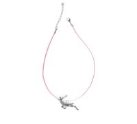 A60 Springing Stag Pewter Pendant on Pink Cord Necklace