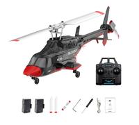A61 Little Air-wolf RC Helicopter, 1/52 Scale 2.4G 4CH Single Rotor Remote Control Helicopter with One-Key Takeoff/Landing Altitude Hold & LED Lights for Adults Beginners - RTF