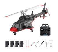 A61 Little Air-wolf RC Helicopter, 1/52 Scale 2.4G 4CH Single Rotor Remote Control Helicopter with One-Key Takeoff/Landing Altitude Hold & LED Lights for Adults Beginners - RTF