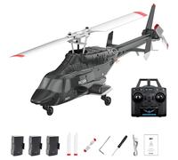 A61 Single Rotor RC Helicopter with 2.4G Remote Control, 1/53 Scale 4CH RC Helicopter Model with One-Key Takeoff/Landing for Enthusiasts,Black,3 Battery
