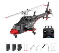 A61 Single Rotor RC Helicopter with 2.4G Remote Control, 1/53 Scale 4CH RC Helicopter Model with One-Key Takeoff/Landing for Enthusiasts,Red,3 Battery