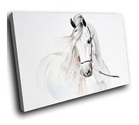 A657 White Abstract Horse Sketch Funky Animal Canvas Wall Art Picture Prints