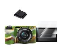 A6700 Camera Case Accessories Kit - Silicone Protective Case for Sony Alpha 6700[Camo color] & LCD Screen Protector for Sony A6700[2 Packs] & Camera Hot Shoe Cover for A6700