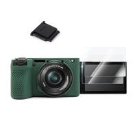A6700 Camera Case Accessories Kit - Silicone Protective Case for Sony Alpha 6700[Green] & LCD Screen Protector for Sony A6700[2 Packs] & Camera Hot Shoe Cover for A6700
