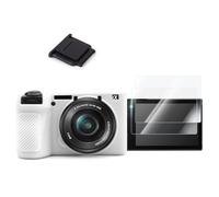 A6700 Camera Case Accessories Kit - Silicone Protective Case for Sony Alpha 6700[White] & LCD Screen Protector for Sony A6700[2 Packs] & Camera Hot Shoe Cover for A6700