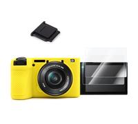 A6700 Camera Case Accessories Kit - Silicone Protective Case for Sony Alpha 6700[Yellow] & LCD Screen Protector for SONY A6700[2 Packs] & Camera Hot Shoe Cover for A6700