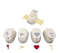 A689945 Motif Punch Set Wedding 5 Designs 2.54 cm Dove Rings Rose Glass Heart Plastic White