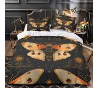 A6S3N9T2 Celestial Moth 3D Duvet Set Teens Bedroom Decor | King（220x240cm）ultra soft microfiber touch hidden zipper easy change modern room accent student style gift ready