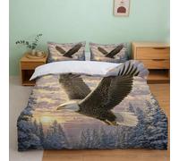 A6S3N9T2 Eagle nature duvet cover teens bedroom decor | Super king（260x220cm）ultra soft microfiber touch easy zipper closure low maintenance student room gift wildlife theme