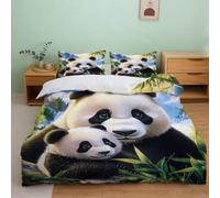 A6S3N9T2 Panda nature bedding set teens room decor | Single（135x200cm）ultra soft microfiber touch hypoallergenic easy zip closure student bedroom gift idea
