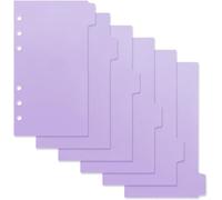 A7 6-Hole Punched Binder Dividers, Light Purple Page Separators with Index Tabs for Home Office and School Organizers