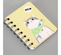 A7 Cute Cartoon Note Book Portable Pocket Notepad Small Spiral Notebook for Messages Memos Notes(Cat-Yellow)
