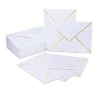 A7 Envelopes, 25PCS 5x7 White Envelopes, V Flap Fancy with Gold Border, Self Seal Invitation for Wedding, Baby Shower, Photos, Graduation, Birthday, Bridal Shower 5x7