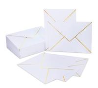 A7 Envelopes, 25PCS 5x7 White Envelopes, V Flap Fancy with Gold Border, Self Seal Invitation for Wedding, Baby Shower, Photos, Graduation, Birthday, Bridal Shower