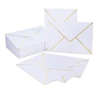 A7 Envelopes, 25PCS White Self Seal V Flap Envelopes with Gold Border, for Wedding, Graduation, Birthday, Photos/ 5x7