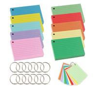 A7 Flash Card,1000 Pcs Revision Cards with Metal Binder Ring, Colorful Double-Sided Notebook Record Card,for Revision,Alphabet Flash,Record,Recipe,Office,Study,School,Ten Colours