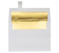 A7 Foil Lined Invitation Envelopes w/Peel & Press (5 1/4 x 7 1/4) - White w/Gold LUX Lining (50 Qty.) | Perfect for Invitations, Announcements, Sending Cards, 5x7 Photos | 60lb. Paper | FLWH4880-04-50