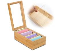 A7 Index Card Box, 25 x 15 x 10 cm, Wooden Index Box with Transparent Lid, A7 Card Storage Box, Wood, Index Card Box, Flashcard Box for Vocabulary, Notes and Business Cards