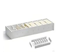 A7 Index Card Box with 8 Compartments, 36.3 x 12 x 6.4 cm Index Box Made of Wood-Plastic Composite, Flexible Dividers, Card Storage Box for A7/A8 Index Cards, Office Organisation, Business Cards