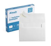 A7 Invitation Envelopes SELF-SEAL Square Flap Envelopes, 50 Pack Fits 5x7 Photos, Cards |Great for Sending Invitations,Weddings,Birthdays,Formal Occasions | Premium 26 lb White, 5-1/4 x 7-1/4 (36750)
