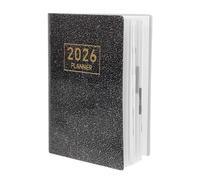 A7 Portable Weekly Planner with PU Cover for Small Business Scheduling | Monthly and Weekly Pages, Lays Flat for Clean Writing, Black Pocket Size Notebook the Go Use