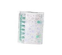 A7 Size Glitter Stationery Binder Notebook Shell Pocket Notepads DIY Postcards Collect Portable Hand Account Book(A7-Star Green)