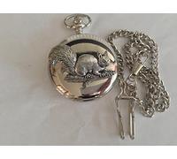 A7 Squirrel polished silver case mens GIFT quartz pocket watch fob made in sheffield