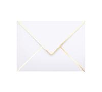 A7 White Envelopes - 25-Pack V Flap Gold Foil Border Mailing Envelopes - Wedding, Invitations, Baby Shower, Graduation, Birthday, Bridal Shower - 5.25"x7.25"