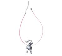A70 Stag Pewter Pendant on Pink Cord Necklace