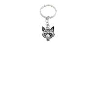 A72 Fox Head 2 made of fine English Pewter on a split ring key-ring Handmade with prideindetails gift packed handmade in sheffield