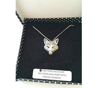 A72 Fox Head 2 PENDENT REAL 925 sterling silver Necklace Handmade 18 inch chain with prideindetails gift box
